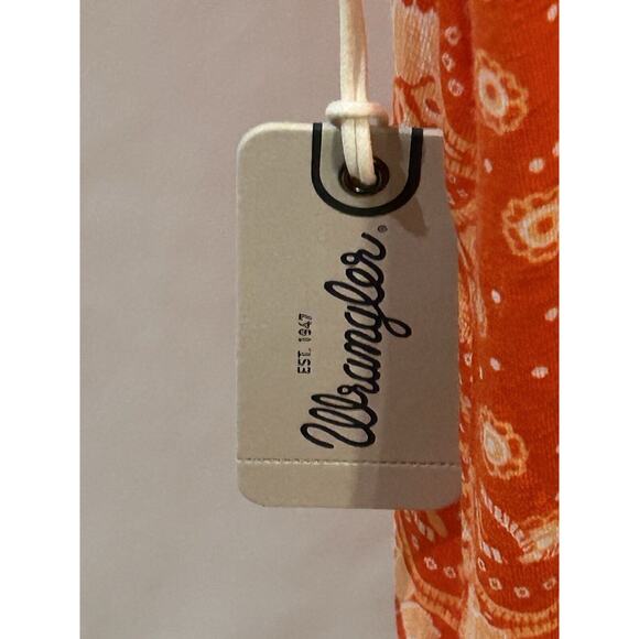 NWT Wrangler Orange Short Sleeved Patterned Shirt Women's size M - Picture 3 of 5